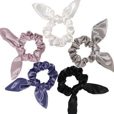 Oeko Luxury 22mm 100% Mulberry Silk Hair Bunny Ears Silk Scrunchies for Hair Accessories Women