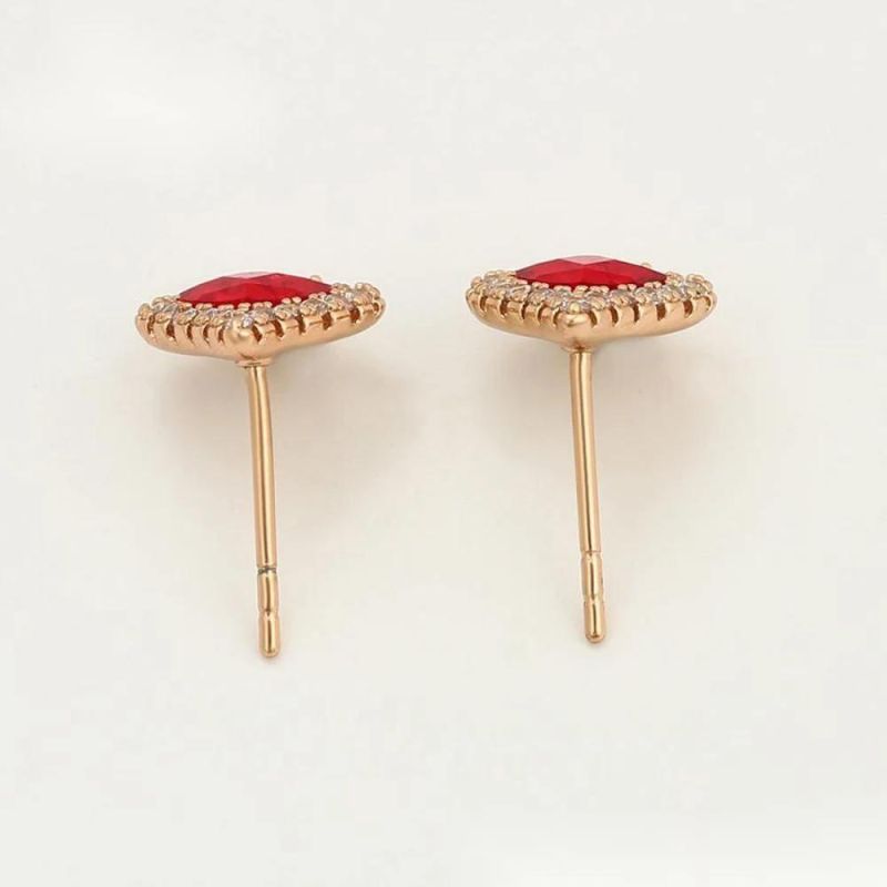 Fashion Jewelry Dubai 18K Gold-Plated Fashion Luxury Vintage Red Peach a Crystal Earrings