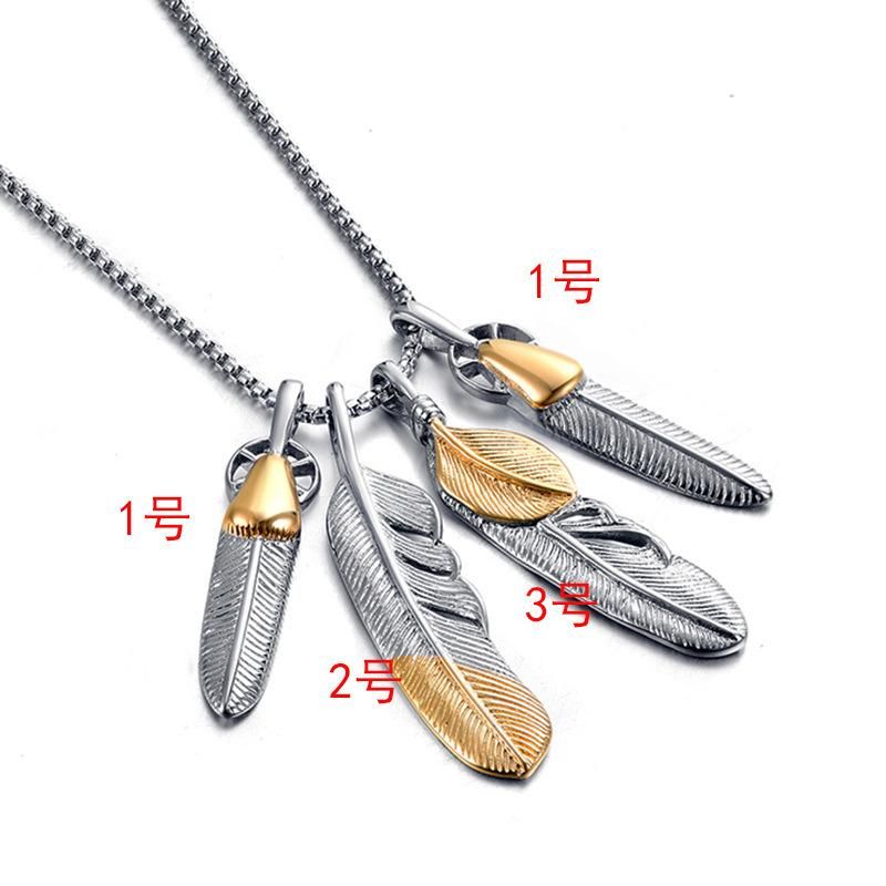 Stainless Steel Feather Necklace Titanium Steel Personality Fashion Feather Pendant Necklace