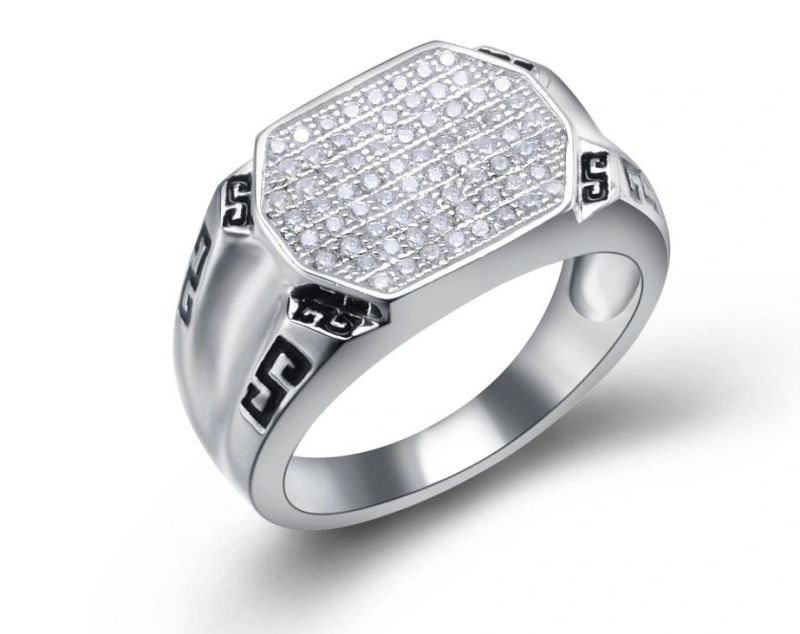 Simple Design Square Shape 925 Sterling Silver Jewelry Men Ring