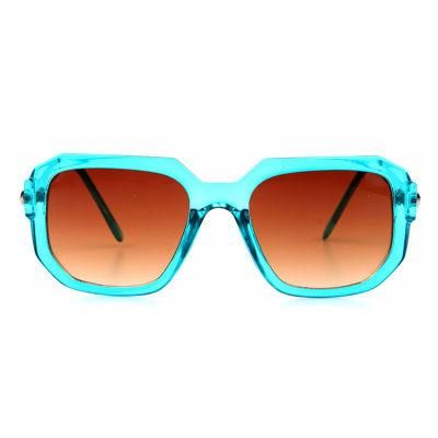 Square Light Blue Frame Brown Lense Sunglass