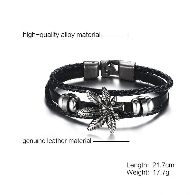 Men Leather Leaf Women Fashion Promotion Gift Bracelet Fashion Jewelry