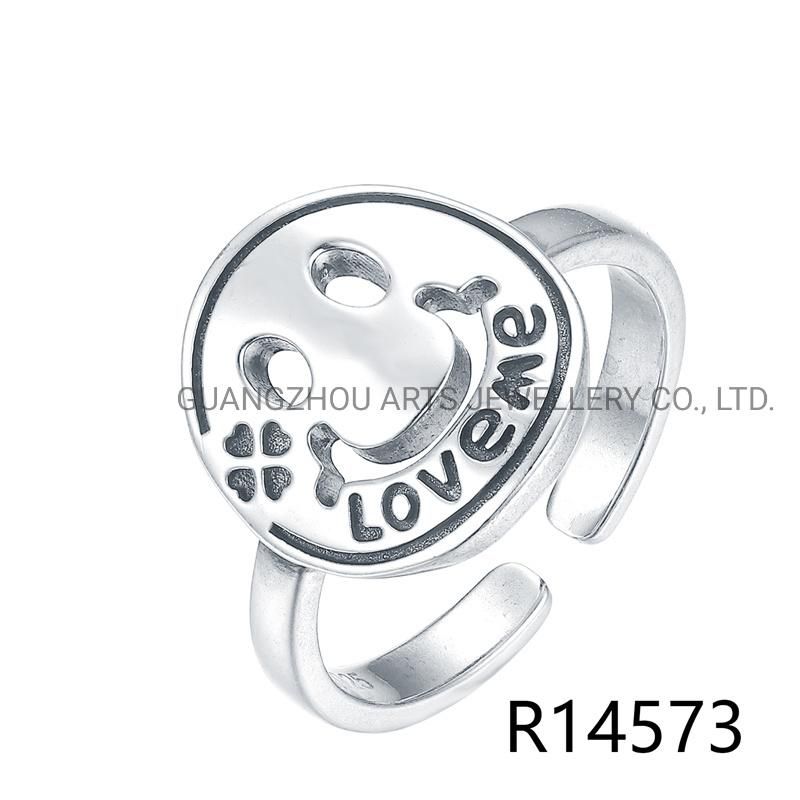 925 Sterling Silver Elegant Panel B Letter Lady Ring