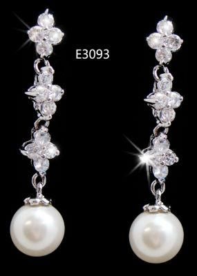 Wedding Pearl Jewelry, Bridal Jewelry, Wedding Pearl Earring, Bridal Earring, CZ Earring