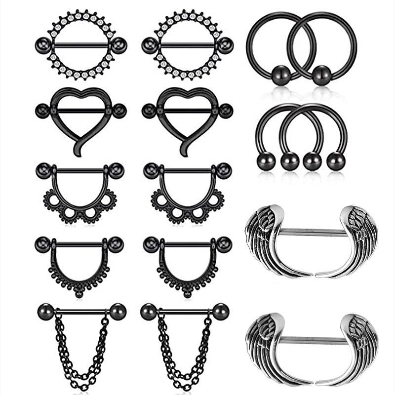 316L Surgical Steel Black Body Piercing Jewelry Set