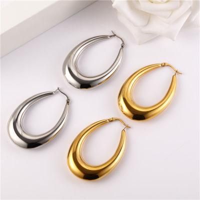 Simple Faashion Stainless Steel Big Waterdrop Earrings