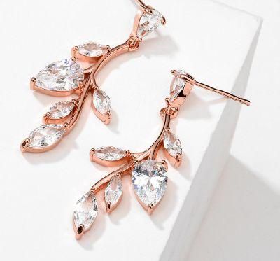 Rose Gold CZ Earring. Bridal Wedding CZ Earring for Brides