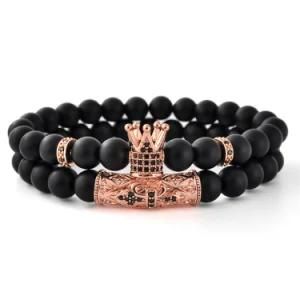 Designer Natural Stone Fashion Adjustable Jewelry Agate Brazalete De Hombre Beaded Unisex Men Wholesale Black Onyx Bracelet