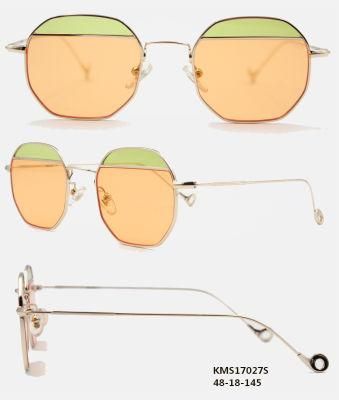 Two Color Lens Multi-Angle Metal Sunglasses Hot Selling Lady&prime;s Sunglasses (KMS17027S)