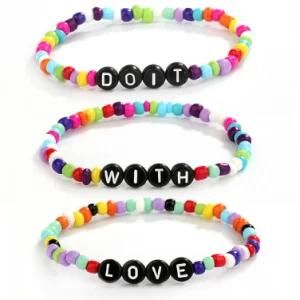 Colorful Bohemian Beaded Bracelets Jewelry Custom Acrylic Letter Alphabet Beads Bracelet