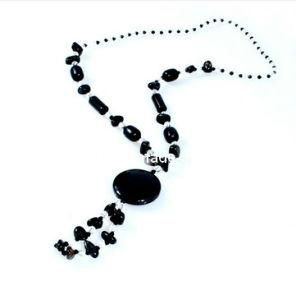 Fashion Black Round Gemstone Pendant Necklace/ Stone Pendants Natural for Necklaces (PN-103)