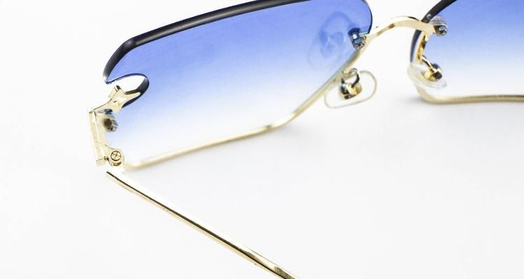 Custom Logo Ready Frameless Women Sunglasses with Metal Accessories