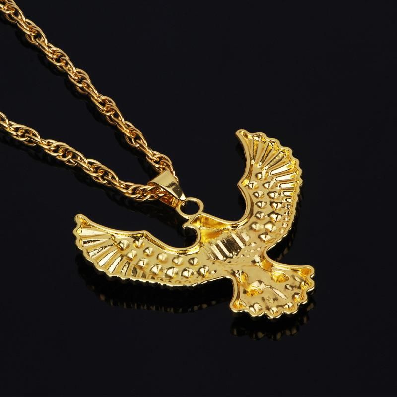 Fashion Hiphop 18K Gold Plated Eagle Wings Spread Boutique Necklace