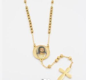 High Quality 3mm Small Size Cross Jesus Gold Stainless Steel Muslim Rosary