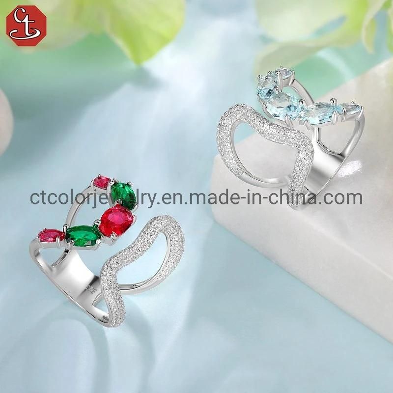 Hot Sale 925 ring different color crystal jewelry Fashion Jewellery Wholesale women