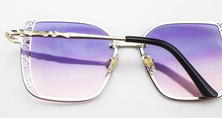 Oversize Carved Custom Logo Ready Women Sunglasses
