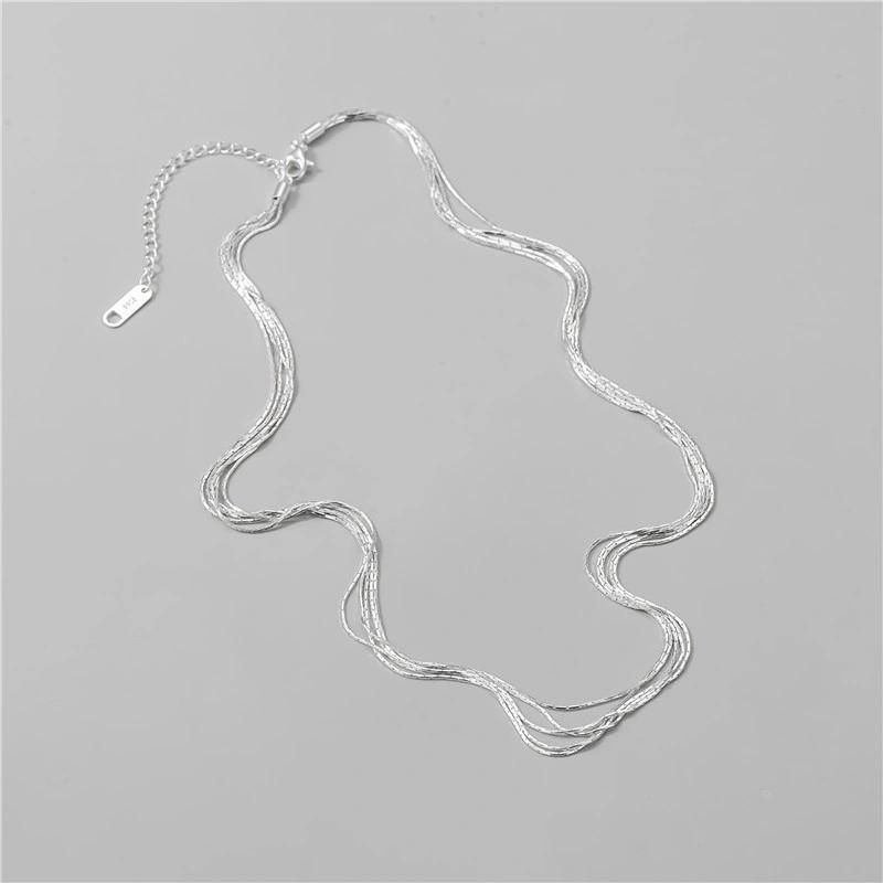 New Design Gold and Sterling Silver Plated 5 Rows Snake Necklace Simple Multiple Rows Choker Fashion Necklace for Women Fancy Accessories Design
