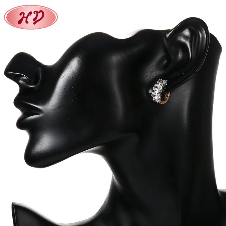Costume Women Fashion 14K 18K Gold Plated Imitation Jewelry with CZ Pearl Huggie Hoop Earring