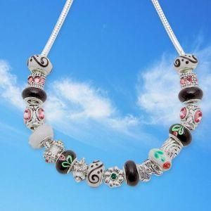 Fashion European Glass Beaded 925 Silver Necklace Jewelry (C105)