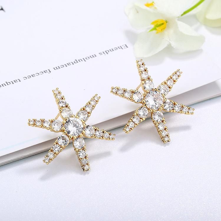 2020 Christmas Jewelry Fashion New Model Fancy White Stone Gold Druzy CZ Stud Earrings Women in Bulk