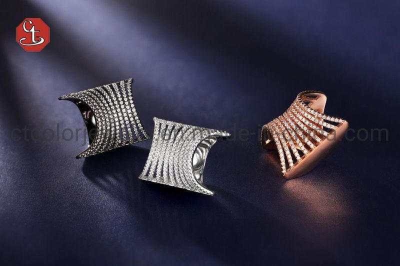 Rhodium Rings with Cubic Zircon High Quality Jewelry Ring