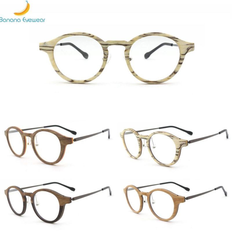 Fashionable High Quality Round Optical Frame Wooden Eyewear Ready to Ship
