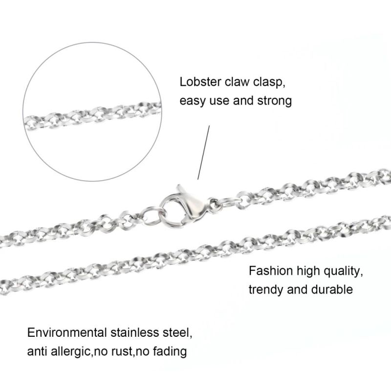 Sparkle Rectangle Rolo Stainless Steel Jewelry for Necklace Bracelet Anklet Bag Accessories