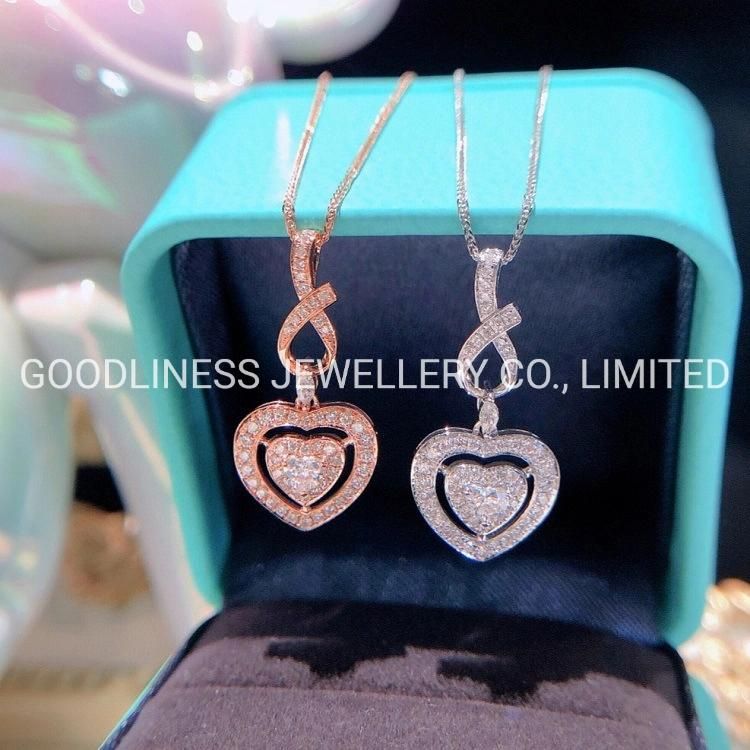 925 Sterling Silver Heart Pendant Necklace Fashion Jewelry