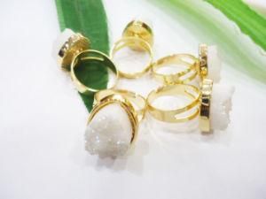 Druzy Rings Jewelry Drop Size 12x16mm Ab White Color (1207)