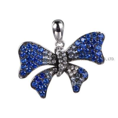 Pave Setting Cubic Zirconias Ribbon Shape Pendant