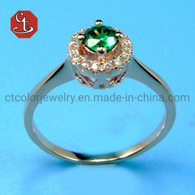 Cute Female Big Round Stone Ring Fashion Promise Love Engagement Ring Zircon Wedding Rings For Women