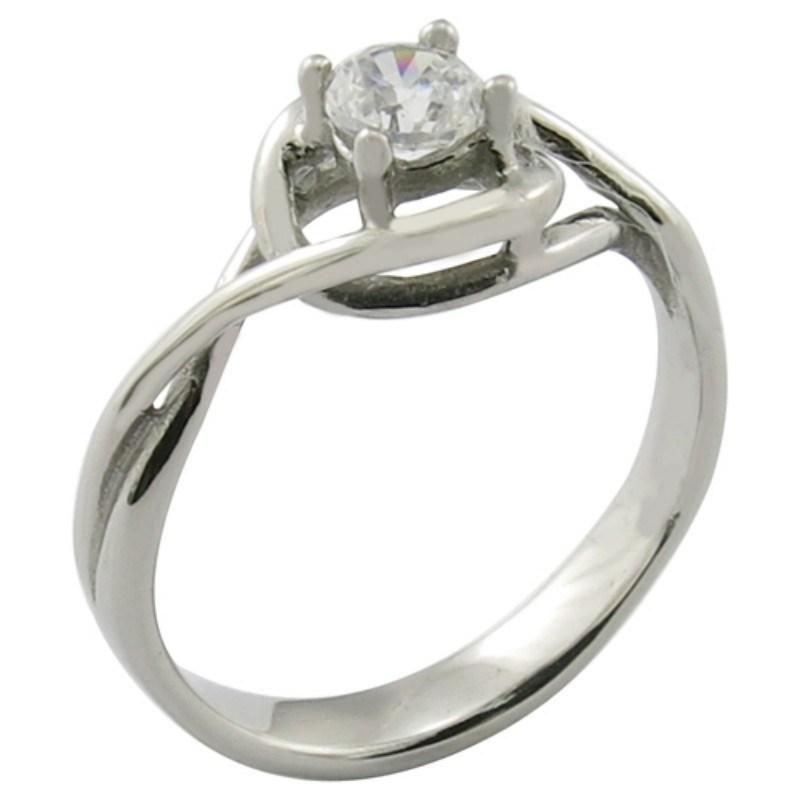 Surgical Steel Wedding Ring CZ Stone Ring