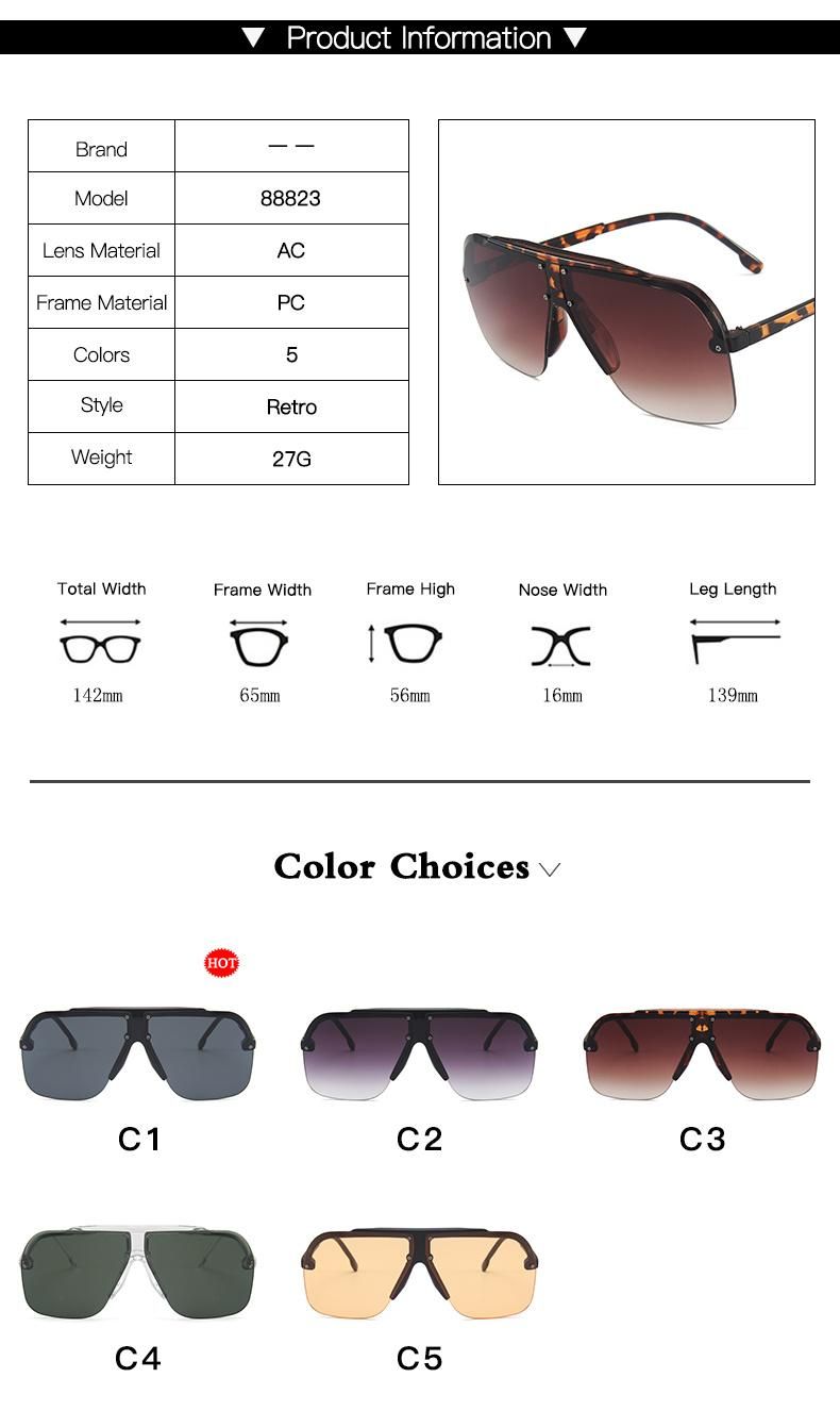 Retro Big Frame Glasses Retro Sunglasses Bright Black Sunglasses