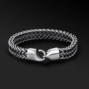 Vintage Special Clasp Minimalist Stainless Steel Chevron Woven Wrist Men Bracelet