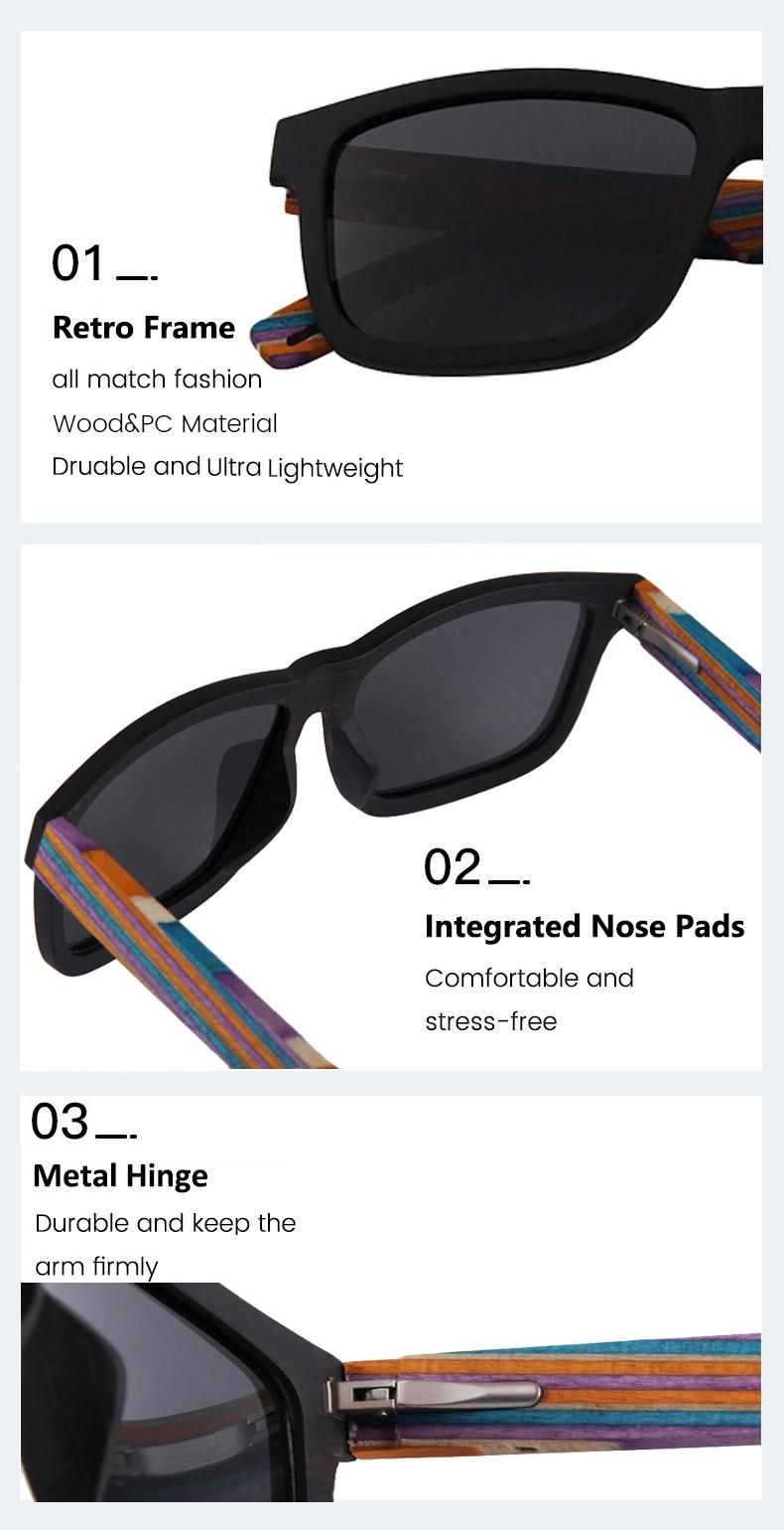 2021 Hot Selling OEM Recycled Custom Logo Brand Sun Glasses Men Handmade Fashion Zebra Bamboo Wood Polarized Sunglasses