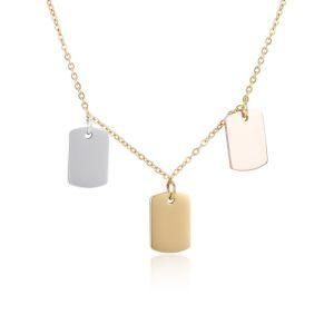 Fashion Custom Logo Three Rectangle Accessories Jewelry Necklace