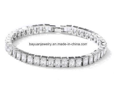 Bridal Princess Cut White CZ Cubic Zirconia Classic Tennis Bracelet for Women