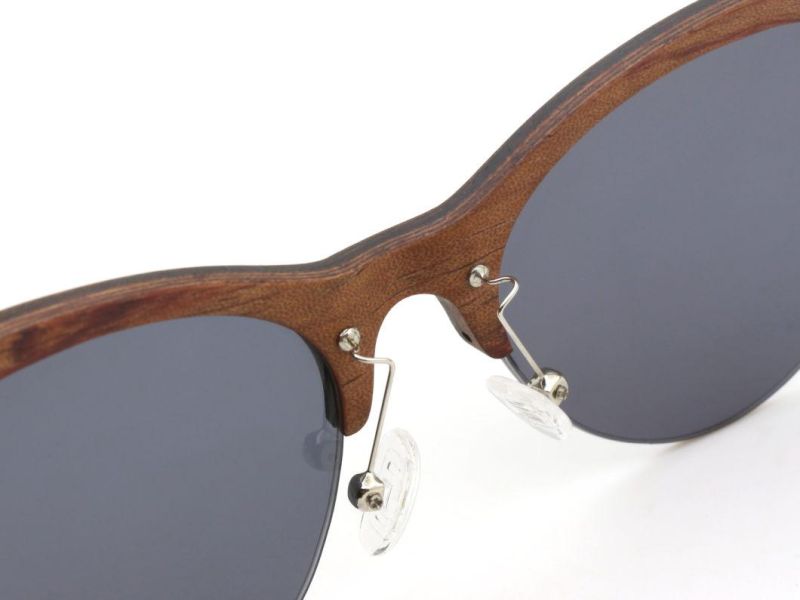 Fashionable Cat Eye Polarized Women Ebony Wooden Sunglasses