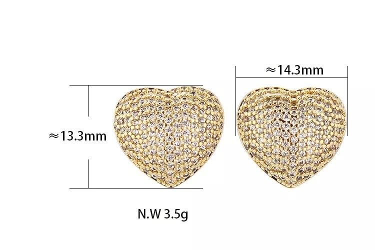 18K Gold Plated CZ Heart Shape Necklace for Women Jewelry Set