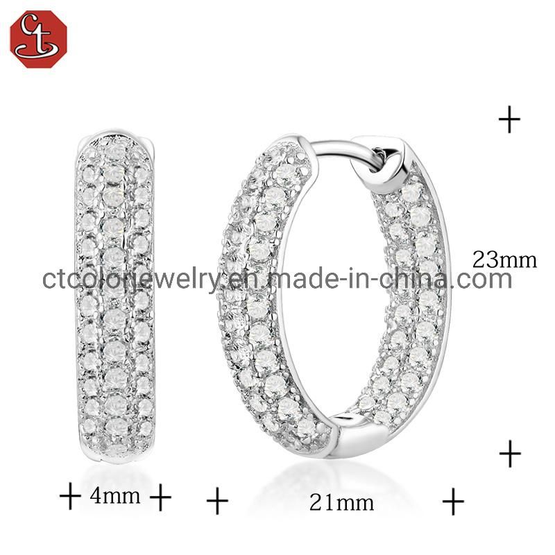 White Cubic Zircon 925 Sterling Silver Earrings Fashion Jewelry for Women