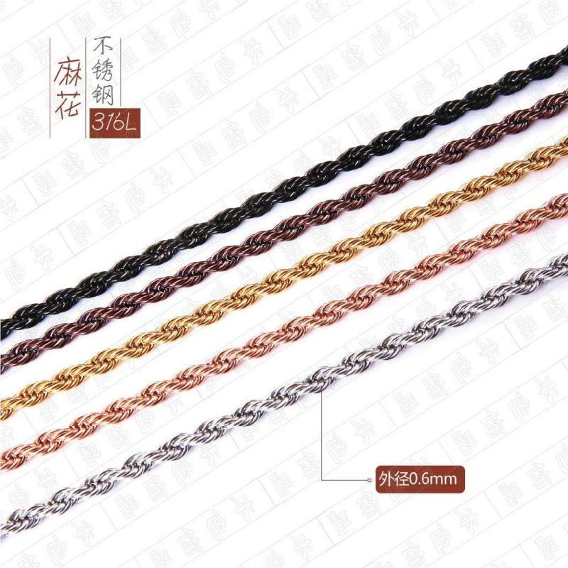 18K Gold PVD Plated Rope Chain 2.5mm-5mm Stainless Steel Chain Necklace for Unisex Chains 16 Inches to 36 Inches