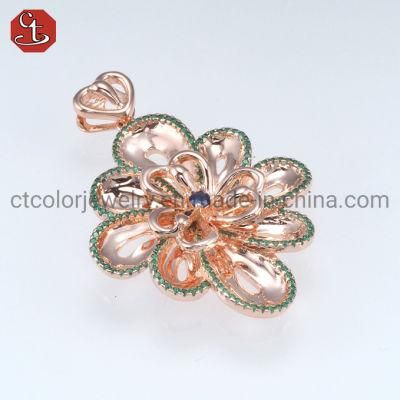 Wholesale Fashion 925 Sterling Silver Jewelry Gold Plated Rose Gold Pendant Elegant Necklace