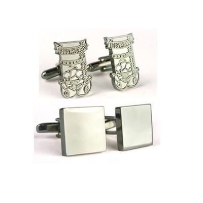 Stainless Steel Engraved Initial Cufflinks and Tie Clip Bar Set Alphabet Letter with Gift Box