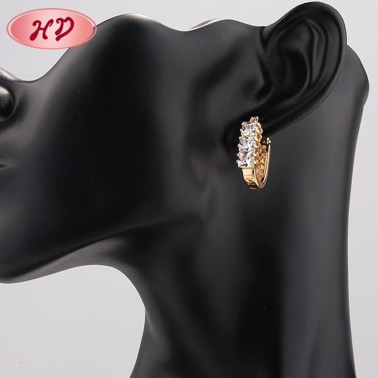 Engagement Jewelry Colorful Crystal Gold Plated Zircon Hoop Earrings