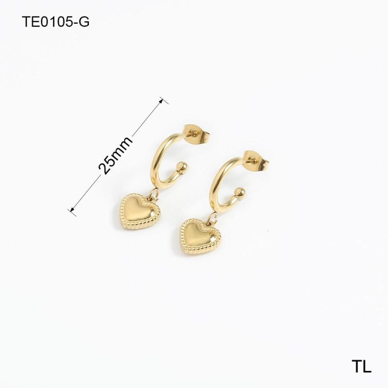 Manufacturer Custom Fashion Jewelry 18K Gold Plated Earring Waterproof Top Ranking Stainless Steel Heart Earrings Wholesale