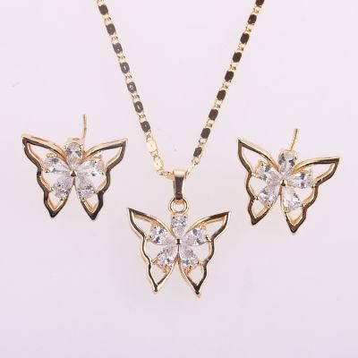 Fashion Wholesale Hengdian Costume Imitation Gold Plated Earring Sets Pendant Necklace Jewelry