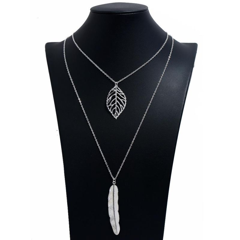 Women Layered Design Alloy Electroplate Custome Love Necklace