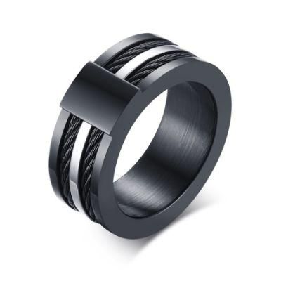 9mm Stainless Steel Black Vaya Ring Creative Korean Men&prime;s Ring