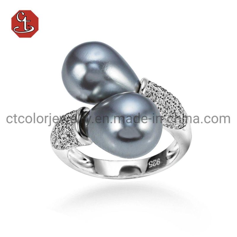 White Shell Pearl Silver Ring Fashion Jewelry Sets Pearl Rings