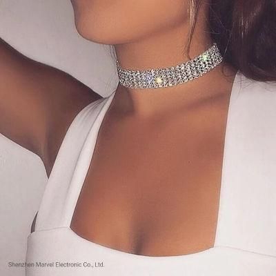 Women Wedding Accessories Silver Rhinestone Choker Punk Necklace Fashion Jewelry